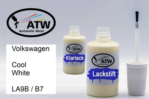 Volkswagen, Cool White, LA9B / B7: 20ml Lackstift + 20ml Klarlack - Set, von ATW Autoteile West.